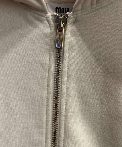 MIU MIU（ミュウミュウ）MIU MIU (ミュウミュウ) ロゴジップパーカー ホワイト サイズ:Lの古着・服飾アイテム