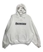BALENCIAGAバレンシアガ）の古着「Caps Destroyed Hoodie」｜ホワイト
