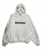 BALENCIAGAバレンシアガ）の古着「Caps Destroyed Hoodie」｜ホワイト