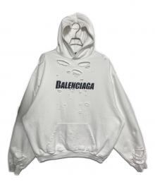 BALENCIAGA（バレンシアガ）の古着「Caps Destroyed Hoodie」｜ホワイト
