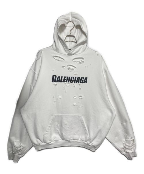 BALENCIAGA（バレンシアガ）BALENCIAGA (バレンシアガ) Caps Destroyed Hoodie ホワイト サイズ:XSの古着・服飾アイテム