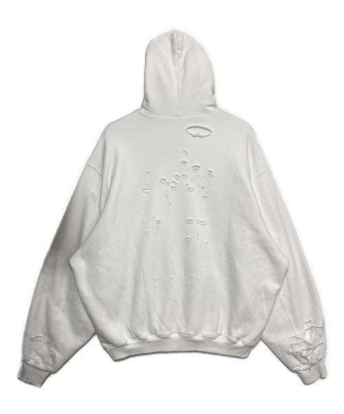 BALENCIAGA（バレンシアガ）BALENCIAGA (バレンシアガ) Caps Destroyed Hoodie ホワイト サイズ:XSの古着・服飾アイテム