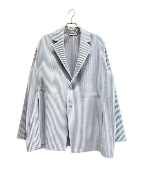 HOMME PLISSE ISSEY MIYAKE（オム プリッセ イッセイ ミヤケ）HOMME PLISSE ISSEY MIYAKE (オム プリッセ イッセイ ミヤケ) プリーツ テーラードジャケット ライトグレー サイズ:2の古着・服飾アイテム