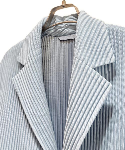 HOMME PLISSE ISSEY MIYAKE（オム プリッセ イッセイ ミヤケ）HOMME PLISSE ISSEY MIYAKE (オム プリッセ イッセイ ミヤケ) プリーツ テーラードジャケット ライトグレー サイズ:2の古着・服飾アイテム