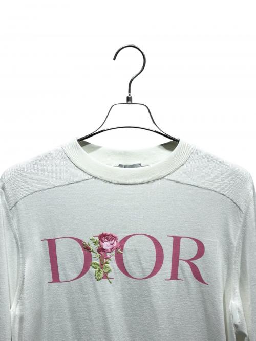 DIOR HOMME（ディオール オム）DIOR HOMME (ディオール オム) フローラル刺繍ニット/293M653AT443 ホワイト サイズ:Mの古着・服飾アイテム