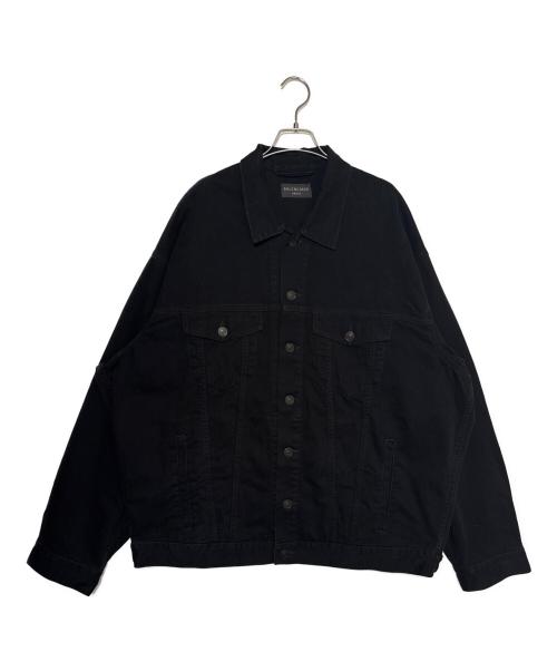 BALENCIAGA（バレンシアガ）BALENCIAGA (バレンシアガ) テープロゴデニムジャケット ブラック サイズ:Lの古着・服飾アイテム