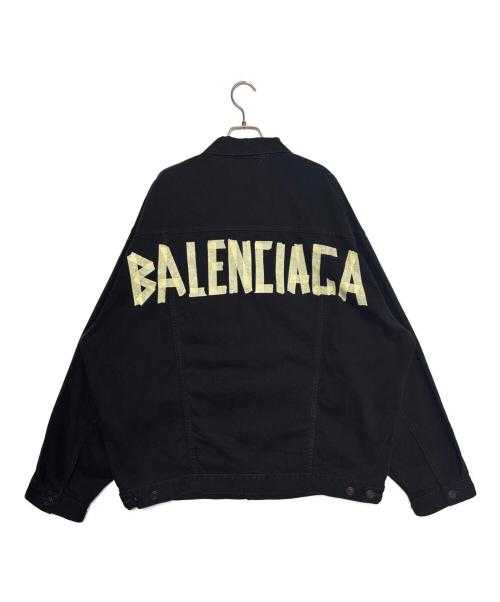 BALENCIAGA（バレンシアガ）BALENCIAGA (バレンシアガ) テープロゴデニムジャケット ブラック サイズ:Lの古着・服飾アイテム