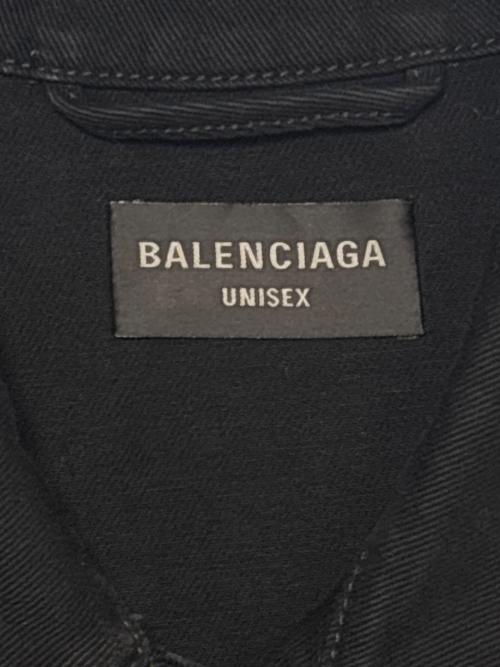 BALENCIAGA（バレンシアガ）BALENCIAGA (バレンシアガ) テープロゴデニムジャケット ブラック サイズ:Lの古着・服飾アイテム