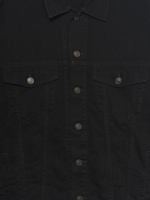 BALENCIAGA（バレンシアガ）BALENCIAGA (バレンシアガ) テープロゴデニムジャケット ブラック サイズ:Lの古着・服飾アイテム