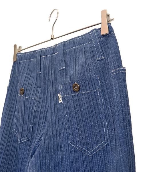 PLEATS PLEASE（プリーツプリーズ）PLEATS PLEASE (プリーツプリーズ) デニム転写プリーツパンツ インディゴ サイズ:3の古着・服飾アイテム