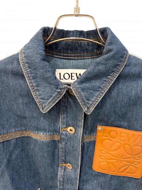 LOEWE（ロエベ）LOEWE (ロエベ) ロゴレザーパッチデニムジャケット インディゴ サイズ:34の古着・服飾アイテム