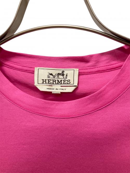 HERMES（エルメス）HERMES (エルメス) ポケットTシャツ ピンク サイズ:Lの古着・服飾アイテム