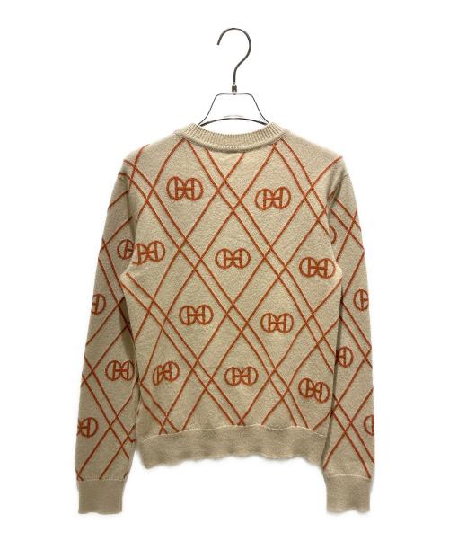 HERMES（エルメス）HERMES (エルメス) Hロンドカシミヤニット ベージュ×オレンジ サイズ:34の古着・服飾アイテム