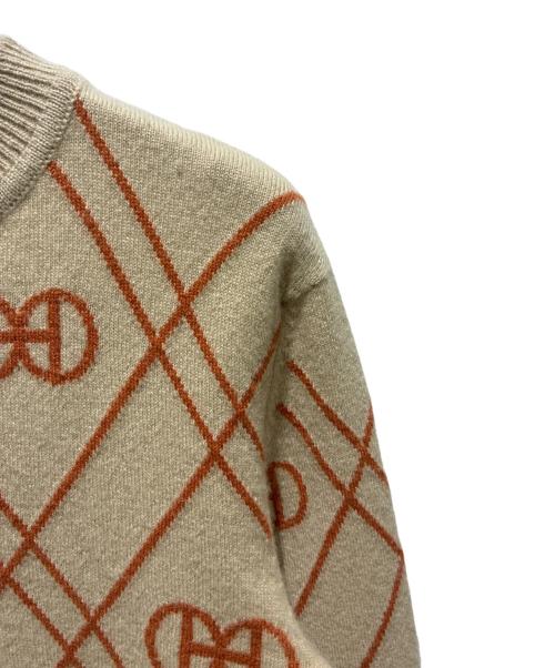 HERMES（エルメス）HERMES (エルメス) Hロンドカシミヤニット ベージュ×オレンジ サイズ:34の古着・服飾アイテム
