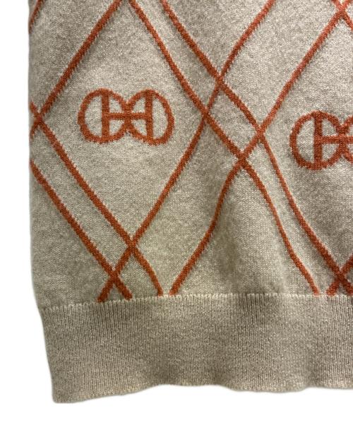 HERMES（エルメス）HERMES (エルメス) Hロンドカシミヤニット ベージュ×オレンジ サイズ:34の古着・服飾アイテム