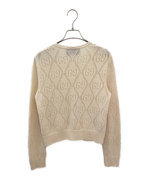GUCCI（グッチ）GUCCI (グッチ) GGパーフォレーテッドクロップド カーディガン ホワイト サイズ:XSの古着・服飾アイテム