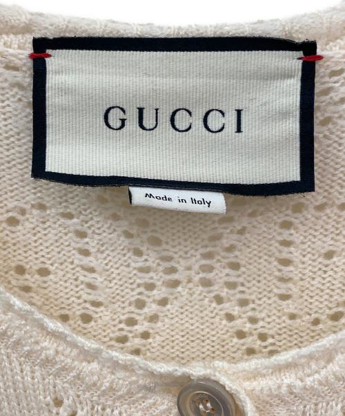 GUCCI（グッチ）GUCCI (グッチ) GGパーフォレーテッドクロップド カーディガン ホワイト サイズ:XSの古着・服飾アイテム