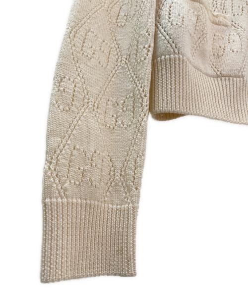GUCCI（グッチ）GUCCI (グッチ) GGパーフォレーテッドクロップド カーディガン ホワイト サイズ:XSの古着・服飾アイテム