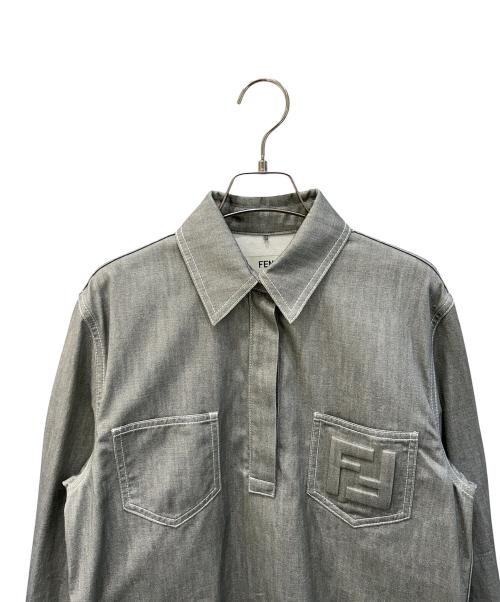 FENDI（フェンディ）FENDI (フェンディ) FFロゴプルオーバーシャツ グレー サイズ:38の古着・服飾アイテム