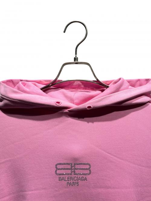 BALENCIAGA（バレンシアガ）BALENCIAGA (バレンシアガ) ラインストーンロゴパーカー/578135 TMVP3 ピンク サイズ:Sの古着・服飾アイテム
