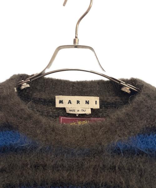 MARNI（マルニ）MARNI (マルニ) ブラッシュドモヘアストライプニットセーター グレー×ブルー サイズ:48の古着・服飾アイテム
