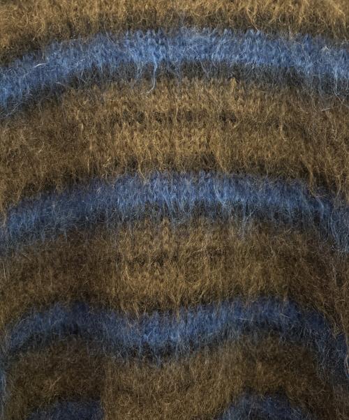 MARNI（マルニ）MARNI (マルニ) ブラッシュドモヘアストライプニットセーター グレー×ブルー サイズ:48の古着・服飾アイテム