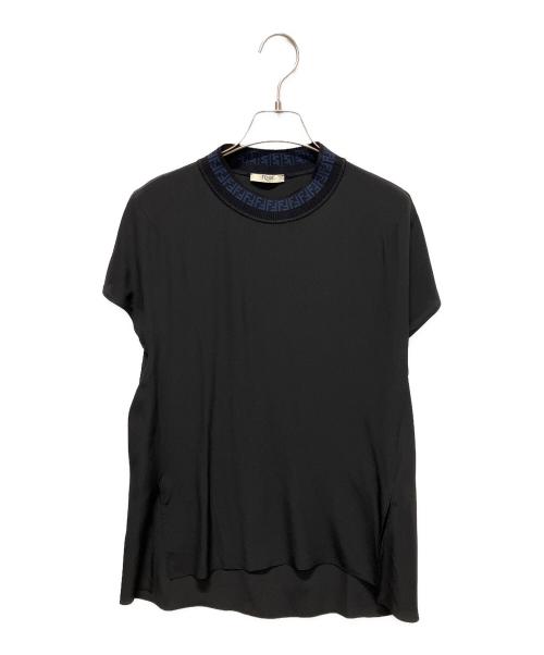 FENDI（フェンディ）FENDI (フェンディ) ネックロゴTシャツ ブラック サイズ:36の古着・服飾アイテム