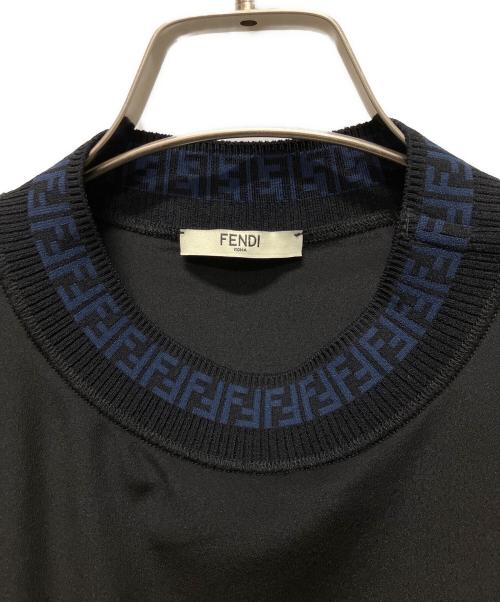 FENDI（フェンディ）FENDI (フェンディ) ネックロゴTシャツ ブラック サイズ:36の古着・服飾アイテム