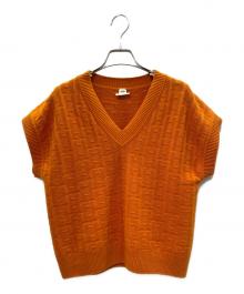 HERMES（エルメス）の古着「H Logo Wool Knit Vest Hロゴ ウールニットベスト/3E2639DB」｜オレンジ
