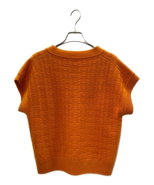 HERMES（エルメス）HERMES (エルメス) H Logo Wool Knit Vest Hロゴ ウールニットベスト/3E2639DB オレンジ サイズ:34の古着・服飾アイテム