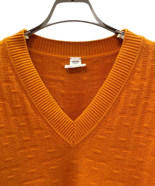 HERMES（エルメス）HERMES (エルメス) H Logo Wool Knit Vest Hロゴ ウールニットベスト/3E2639DB オレンジ サイズ:34の古着・服飾アイテム