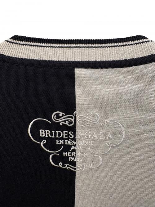 HERMES（エルメス）HERMES (エルメス) 無秩序半袖ニット/EN DESORDRE FINESSE ホワイト×ネイビー サイズ:38の古着・服飾アイテム
