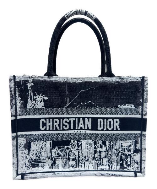 Christian Dior（クリスチャン ディオール）Christian Dior (クリスチャン ディオール) ブックトートミディアム ブラック×ホワイト サイズ:ミディアム/mediumの古着・服飾アイテム