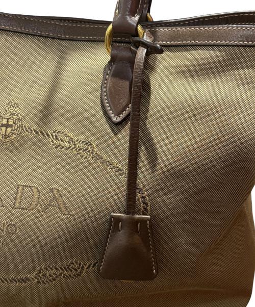 PRADA（プラダ）PRADA (プラダ) ロゴジャガードハンドバッグ ブラウン サイズ:-の古着・服飾アイテム