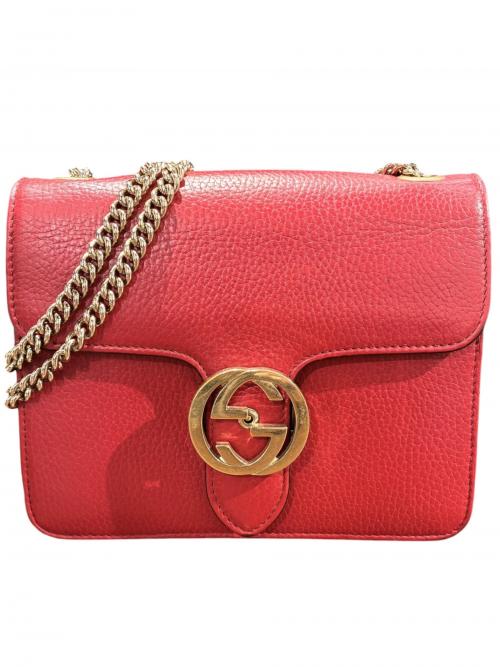 GUCCI（グッチ）GUCCI (グッチ) インターロッキングショルダーバッグ/510304 レッド サイズ:-の古着・服飾アイテム