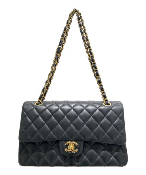 CHANEL（シャネル）CHANEL (シャネル) Matelassé25 Double Flap Chain Shoulder Bag/マトラッセ25 Wフラップ チェーンショルダーバッグ ブラック サイズ:25の古着・服飾アイテム