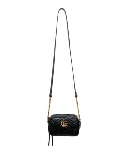 GUCCI（グッチ）GUCCI (グッチ) GGマーモント キルティング ミニチェーンショルダーバッグ ブラックの古着・服飾アイテム