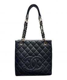 CHANEL（シャネル）の古着「PSTキャビアスキンチェーントートバッグ」｜ブラック
