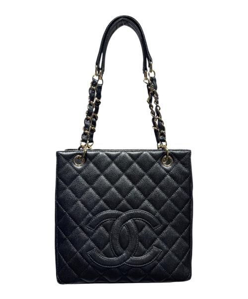 CHANEL（シャネル）CHANEL (シャネル) PSTキャビアスキンチェーントートバッグ ブラックの古着・服飾アイテム