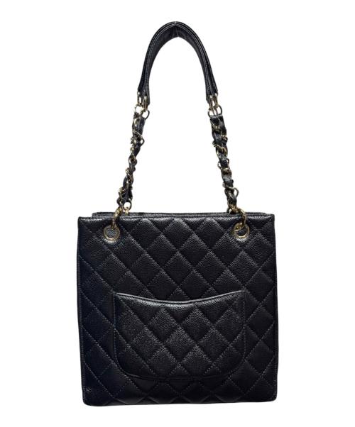 CHANEL（シャネル）CHANEL (シャネル) PSTキャビアスキンチェーントートバッグ ブラックの古着・服飾アイテム