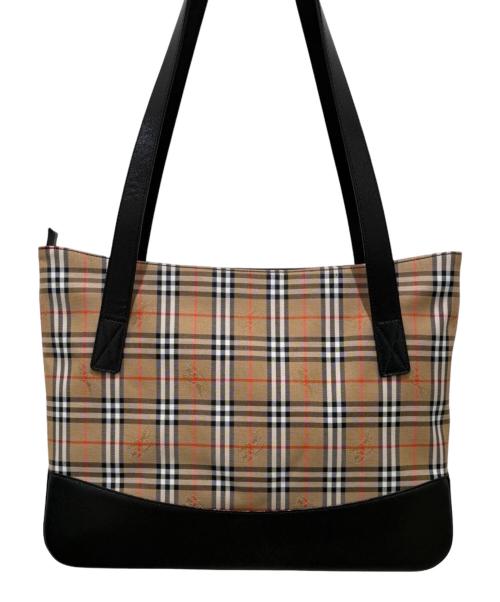 Burberry's（バーバリーズ）Burberry's (バーバリーズ) シャドーホース キャンバストートバッグ ベージュ×ブラックの古着・服飾アイテム