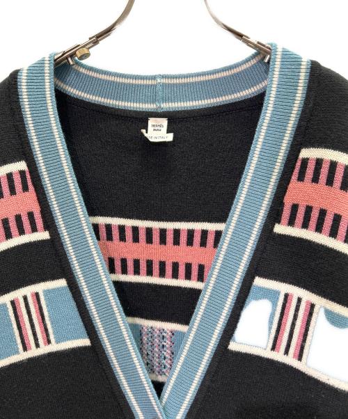 HERMES（エルメス）HERMES (エルメス) ロングカーディガン/LETTRES EQUESTRES（レトル・エクストル） ブラック サイズ:38の古着・服飾アイテム
