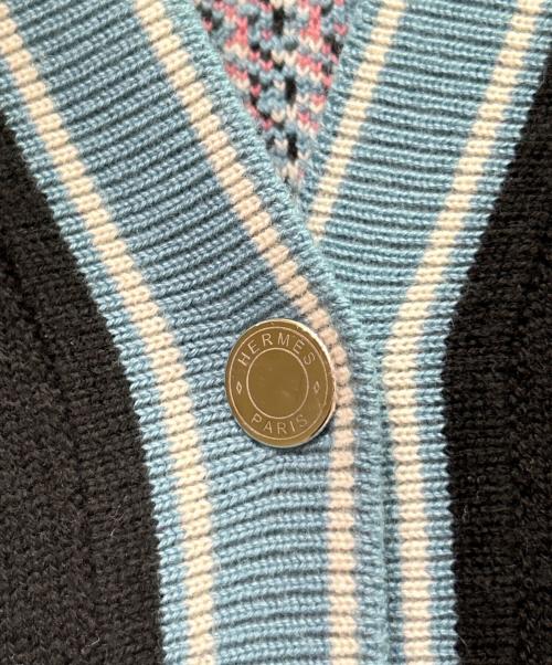 HERMES（エルメス）HERMES (エルメス) ロングカーディガン/LETTRES EQUESTRES（レトル・エクストル） ブラック サイズ:38の古着・服飾アイテム