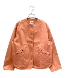 HERMES（エルメス）の古着「Collarless Jacket with Sellier Buttons セリエボタン ノーカラージャケット/5E0163DQ」｜ピンク