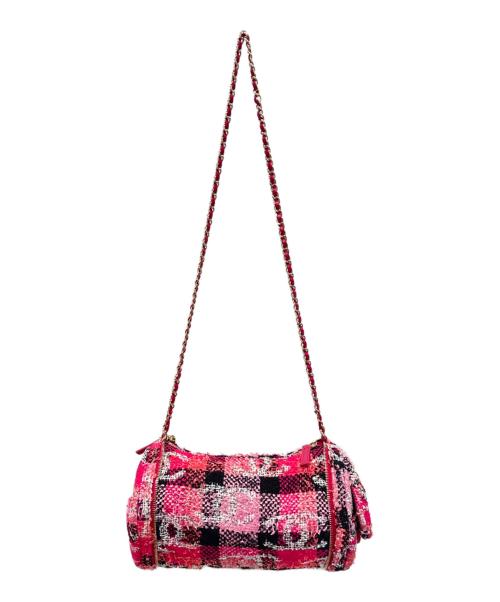 CHANEL（シャネル）CHANEL (シャネル) シャネル ココビーチ ツイード チェーンショルダーバッグ スパンコール ピンク ゴールド金具 ランダムプレート ピンクの古着・服飾アイテム