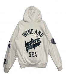 Hysteric Glamour×WIND AND SEA（ヒステリックグラマー×ウィンダンシー）の古着「HYS WDS ロゴ刺繍 バック HYS SEA ワッペン フーディ」｜ホワイト