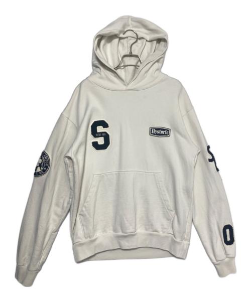 Hysteric Glamour（ヒステリックグラマー）Hysteric Glamour (ヒステリックグラマー) WIND AND SEA (ウィンダンシー) HYS WDS ロゴ刺繍 バック HYS SEA ワッペン フーディ ホワイト サイズ:Mの古着・服飾アイテム
