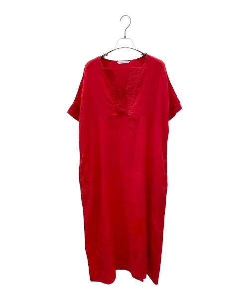 PLAIN PEOPLE（プレインピープル）PLAIN PEOPLE (プレインピープル) ダブルガーゼスキッパーワンピース レッド サイズ:2の古着・服飾アイテム