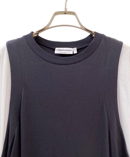nagonstans（ナゴンスタンス）nagonstans (ナゴンスタンス) layered dress ホワイト×ブラック サイズ:Sの古着・服飾アイテム