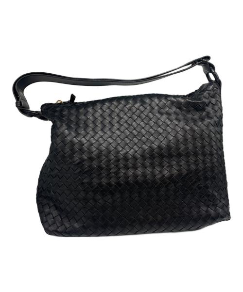 BOTTEGA VENETA（ボッテガベネタ）BOTTEGA VENETA (ボッテガベネタ) イントレチャートホーボーバッグ ブラックの古着・服飾アイテム